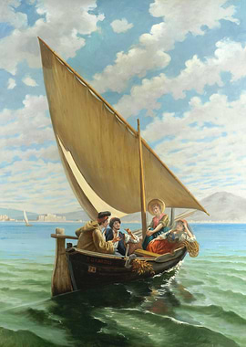 People on a Sailboat in the Sea