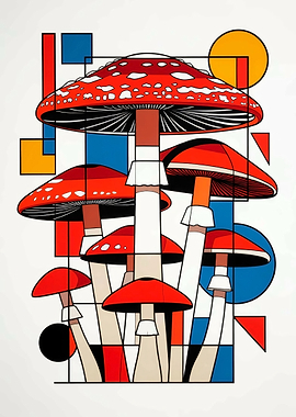 Geometric Mushroom Art