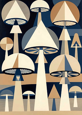 Geometric Mushroom Art