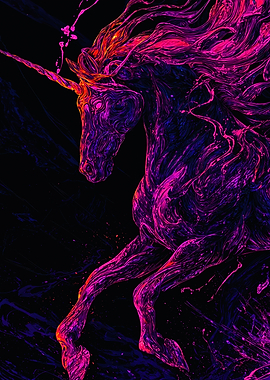 Neon Purple Unicorn Abstract Art