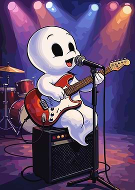 Casper the Friendly Ghost playing guitar