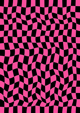 Warped Pink and Black Checkerboard Pattern