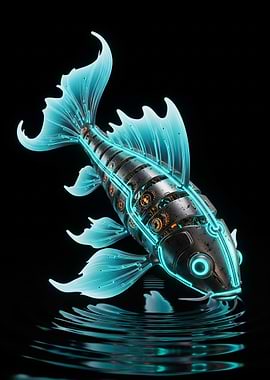 Cyberpunk Koi Fish Sculpture