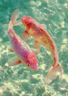 Two Koi Fish Swimming in Water