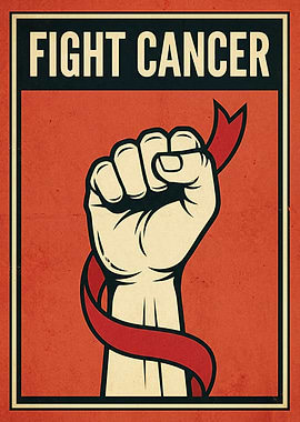 Fight Cancer Fist with Ribbon