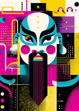 Stylized Peking Opera Mask Portrait