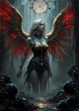 Gothic Angel in a Dark Cityscape