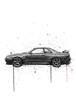 Watercolor Nissan Skyline GT-R R32