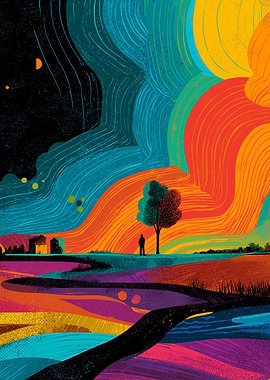 Surreal Landscape with Lone Figure