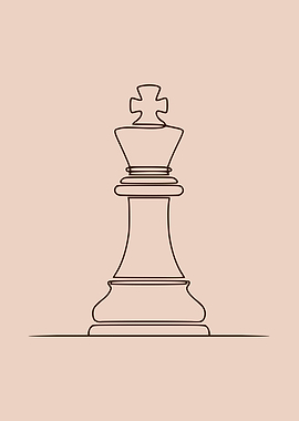 Chess King Minimalist Line Art (dark version)
