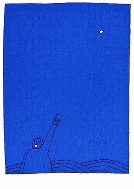 Figure pointing at the moon