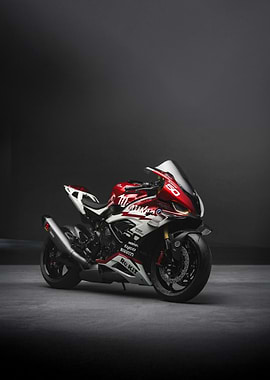 Red and White Racing Motorcycle