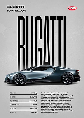 Bugatti Tourbillon Car Poster