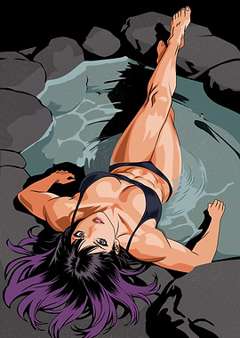 Woman in Bikini in Hot Spring