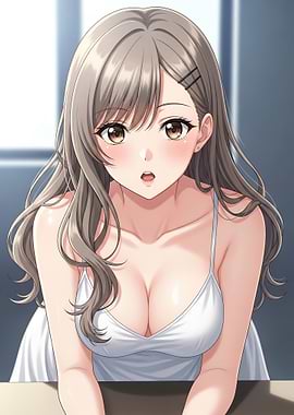 Anime girl in white camisole