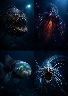 Deep Sea Creatures Collage