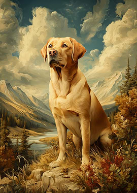 Labrador Retriever in Mountain Landscape