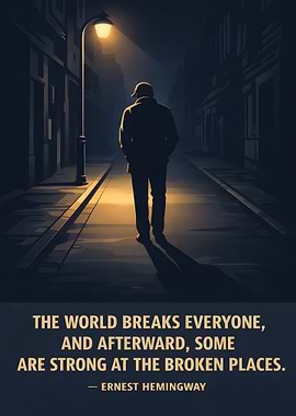 Man walking down a street at night