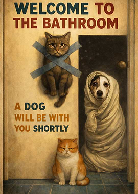 Funny Bathroom Welcome Sign with Animals