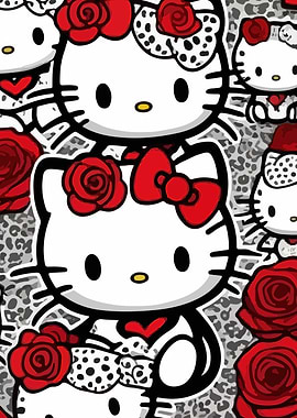 Hello Kitty with Roses and Leopard Print