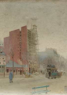 Cityscape with Building Under Construction