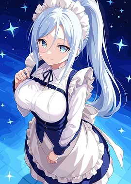 Sylpha Maid with Blue Hair and Stars
