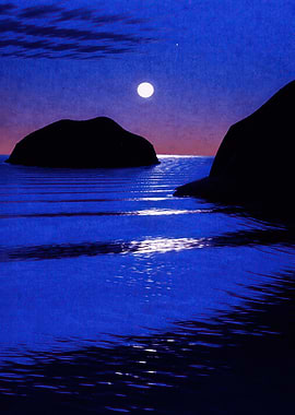 Moonlit Ocean Landscape
