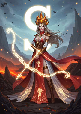 Sagittarius Zodiac Woman with Bow