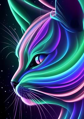 Neon Cat Portrait