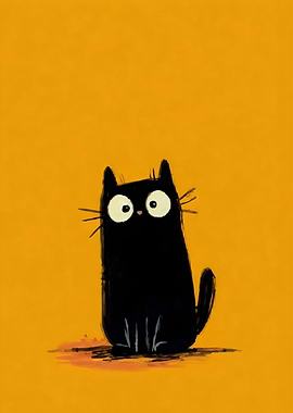 Cute Black Cat Illustration