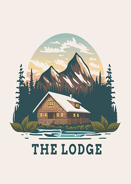 The Lodge Mountain Cabin Illustration