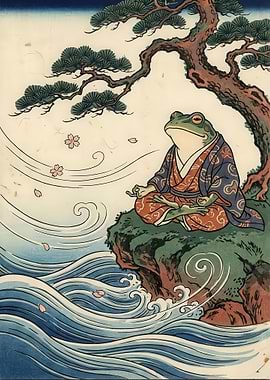 Zen Frog Meditating by the Water