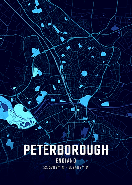 Peterborough England Midnight City Map