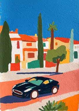 Modern Car on a Sunny Street