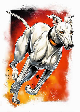 Running Greyhound Dog Illustration