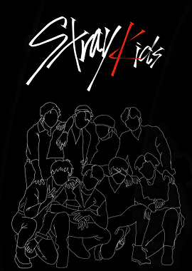 Stray Kids Group Outline Art