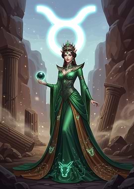 Taurus Zodiac Queen with Orb