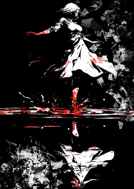 Woman in White Dress Shattering