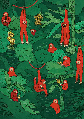 Orangutans in a Lush Jungle