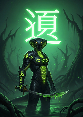 Cobra Warrior with Glowing Sword