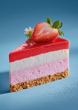Strawberry Mousse Cake Slice