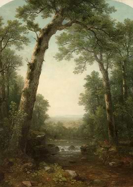 Forest Stream with Distant Valley
