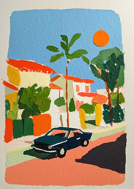 Colorful Car on Sunny Street