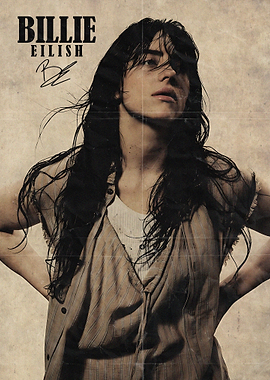 Billie Eilish Portrait with Signature