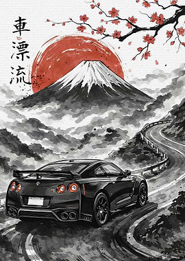 Nissan GT-R on a Mountain Road