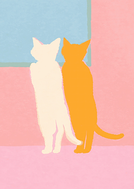 Two Cats in Pastel Colors