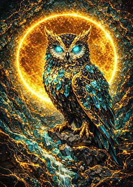 Majestic Owl with Glowing Eyes