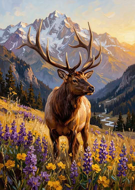 Majestic Elk in a Mountain Meadow