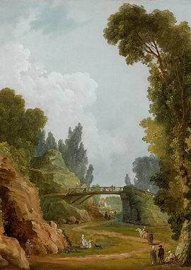 Pastoral Landscape with Bridge and Figures
