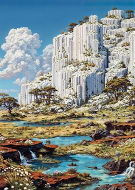 Fantasy Mountain Landscape with River